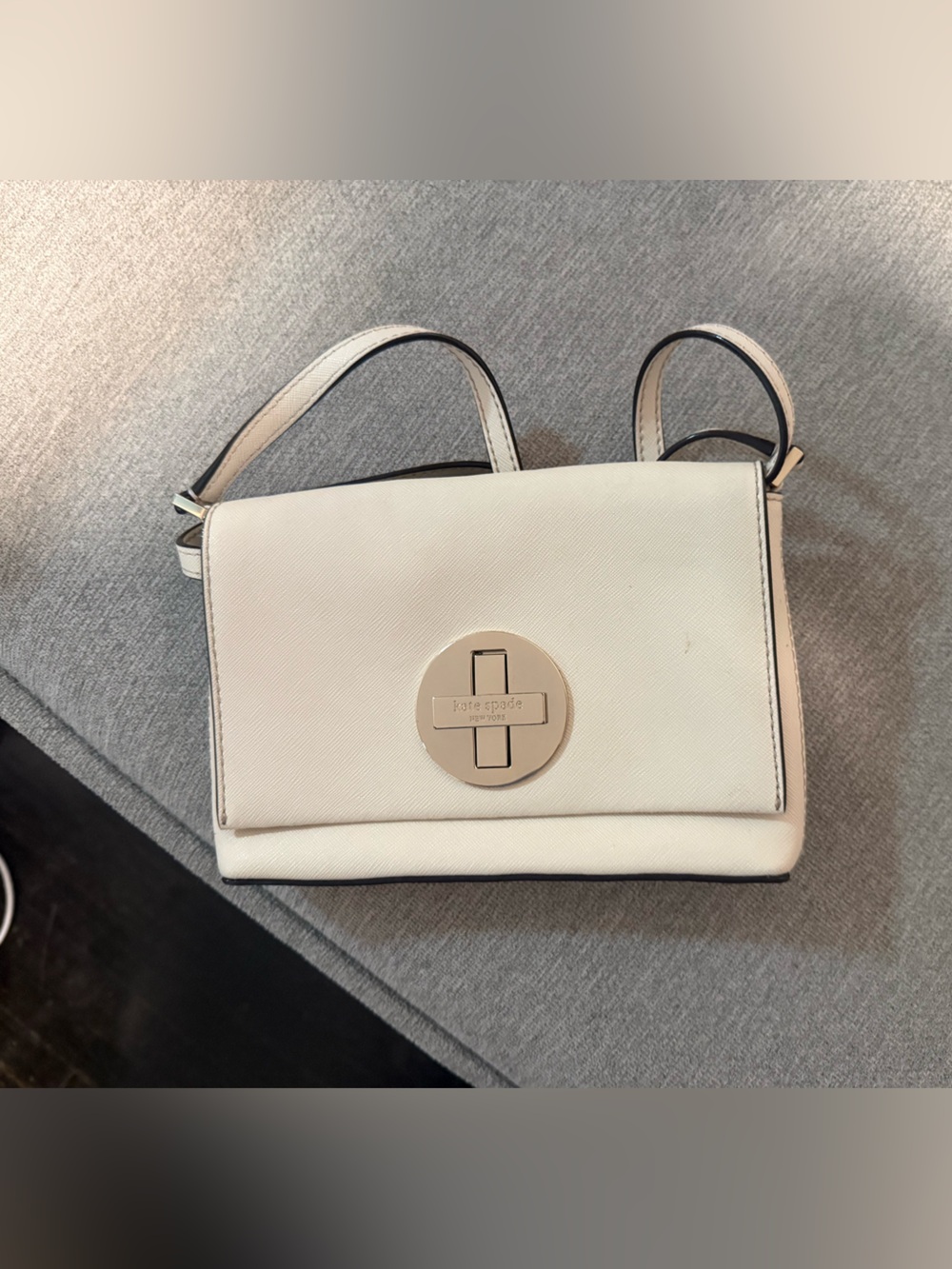 Kate Spade Cream Crossbody with Round Turn-Lock